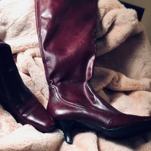 Franco Sarto Cranberry Red Leather Boots